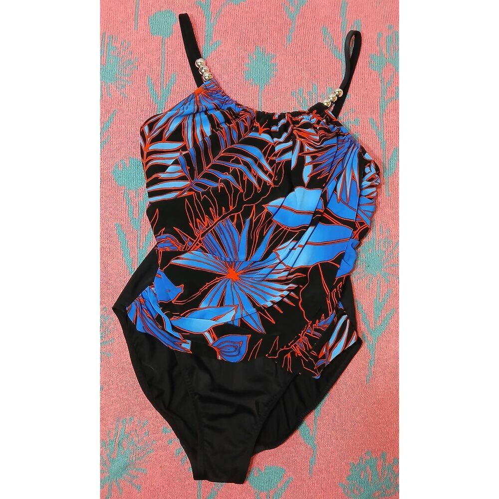 Magicsuit womens size 10 onepiece swimsuit cobalt blue black bathing suit
